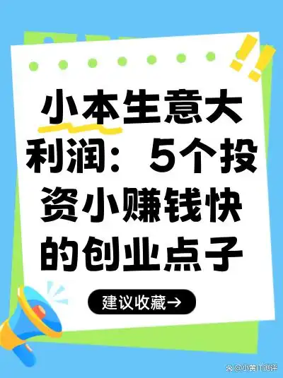投资小利润高创业点子_低成本创业项目_未来小本赚钱诀窍